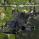 Airwolf patrolling a jungle landscape, click for larger version.