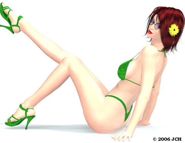 Tabby 2 in a Green Bikini
