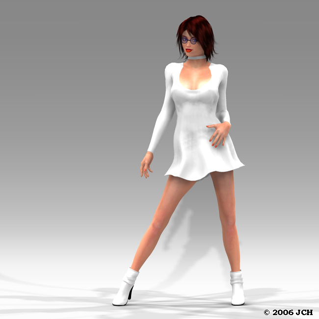 Tabby 2 in Short White Dress