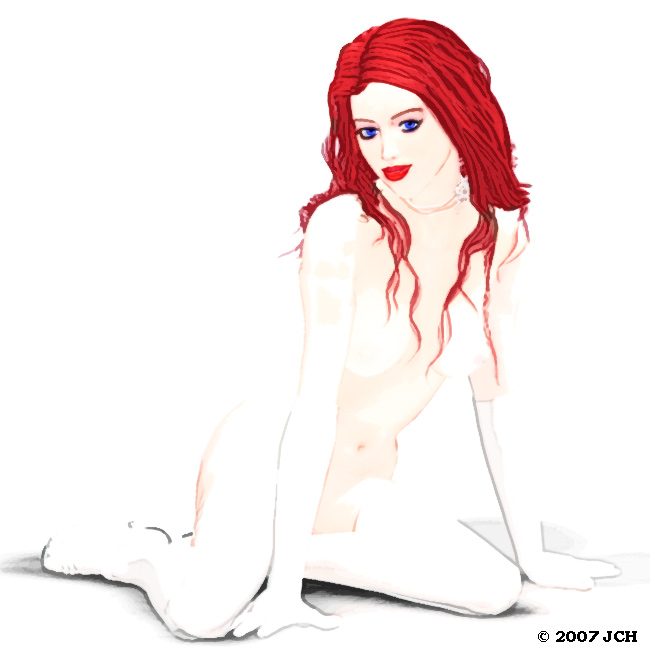 Tabby- White Sitting (mild nudity)