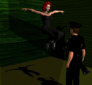 Jen doing the floating-kick from 'The Matrix', Keyframe 30