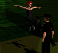 Jen doing the floating-kick from 'The Matrix', Keyframe 30