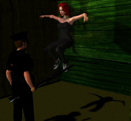 Jen doing the floating-kick from 'The Matrix', Keyframe 60