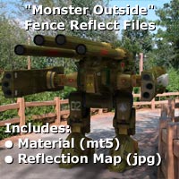 'Monster Outside' fence material setting and reflection map 'ad image'