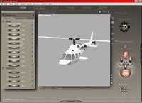 Poser 5 screen shot with Bell 222, smooth shaded display mode