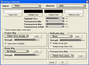 Material settings for the T-Shirt