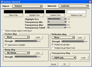 Material settings for the Unitard.