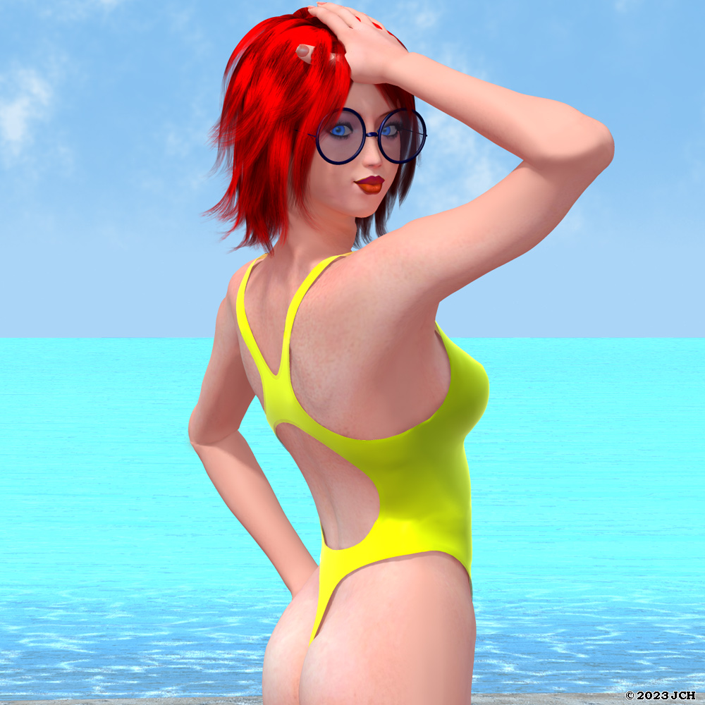 Tabby 2 Yellow Suit From Behind